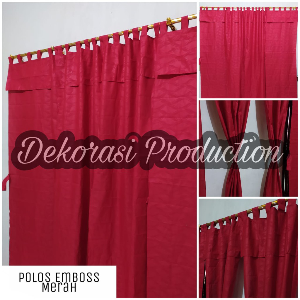 Tirai Gorden Hordeng Bisa Pintu Dan Bisa Juga Jendela Motif Polos Emboss Merah Cabe