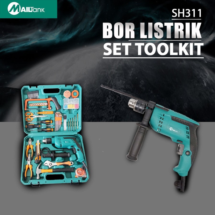 PROMO !! MAILTANK SH311 IMPACT DRILL ELECTRIC DAN SET TOOLKIT 24 ITEM IN 1