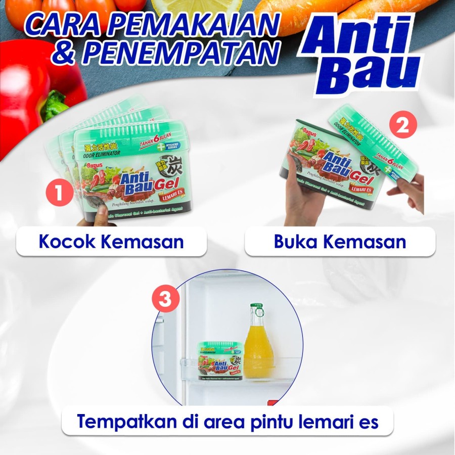 Penyerap / penghilang bau Bagus Anti Bau Gel Lemari Es Kulkas 180 gram