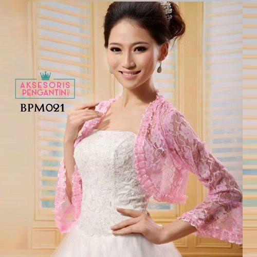 [READY STOCK] BOLERO LACE BROKAT CARDIGAN PENGANTIN PESTA PINK WANITA BPM021