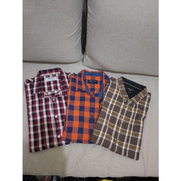 Preloved kemeja Manzone kotak coklat