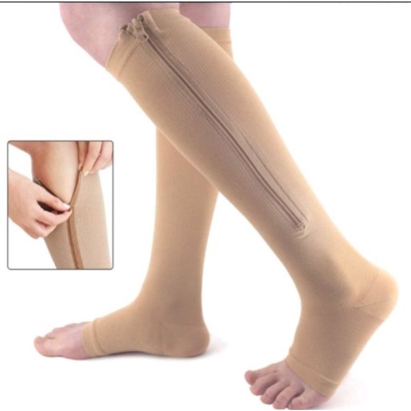 kaos kaki stocking varises compression socks resleting open toe / varises