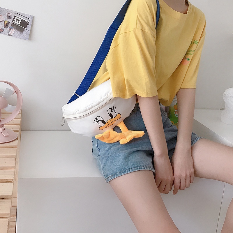 WAIST BAG SLING BACK DONALD DUCK / TAS KOREA SELEMPANG / TAS SLEMPANG KOREA 3D LUCU / donald bebek tas anak