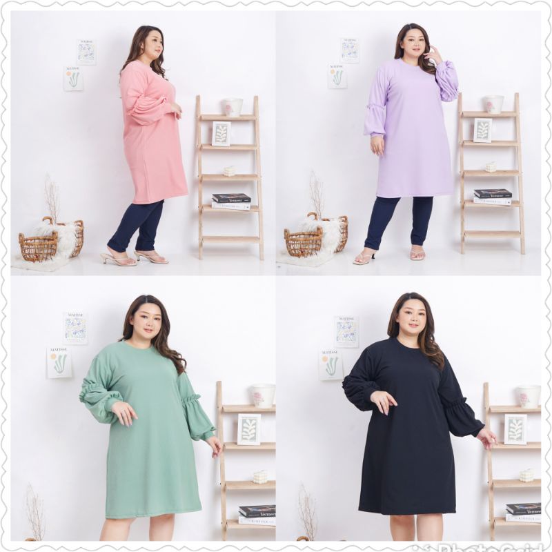 Ld130 Alexa tunik dress rib knit bigsize oversize jumbo