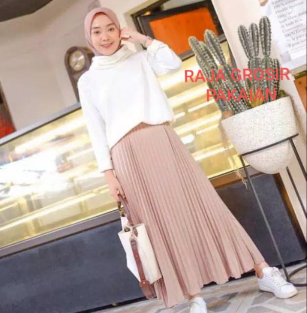 Rok Plisket Murah / Rok Prisket Pleated Sale Polos Rempel