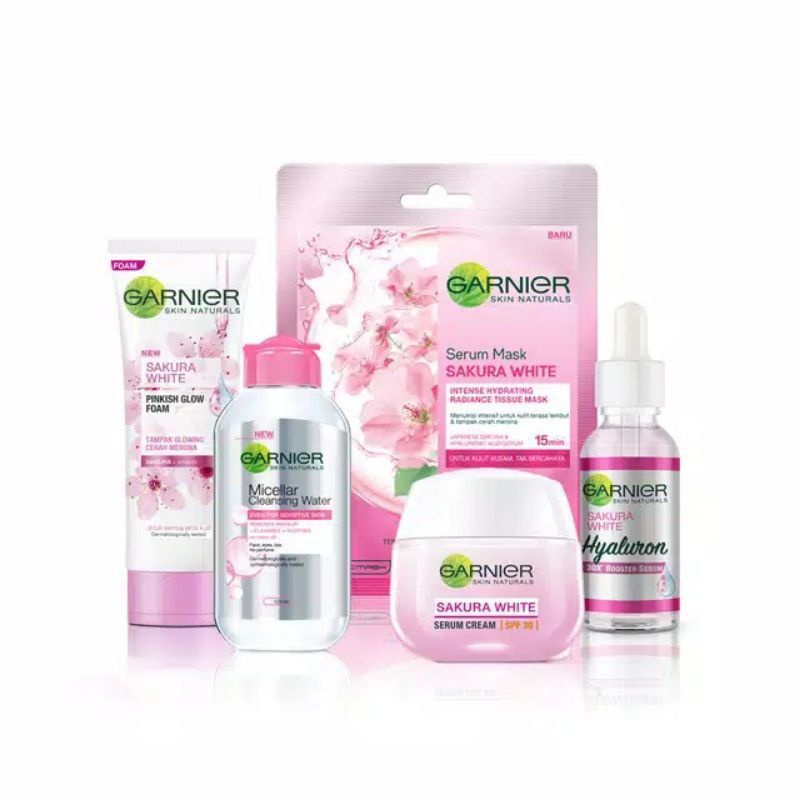 Garnier sakura white cerah merona golowing 5 in 1 paket pencerah
