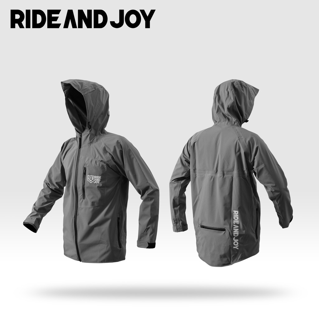 RIDE AND JOY JAKET SEPEDA WATERPROOF WINDBRAKER MTB DOWNHILL ENDURO GOWES - grey