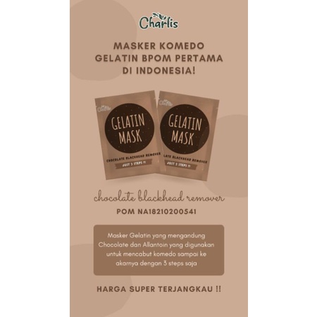 (BPOM) Masker Komedo Charlis - Masker Gelatin 5 Gram - Pencabut Komedo