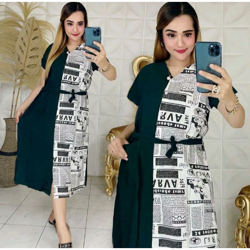 DASTER ANDIN KORAN DASTER KANCING DEPAN HIDUP DASTER BUSUI DRESS KEKINIAN