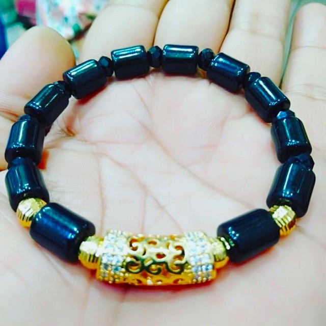 Gelang batu oval 2 variasi lapis emas