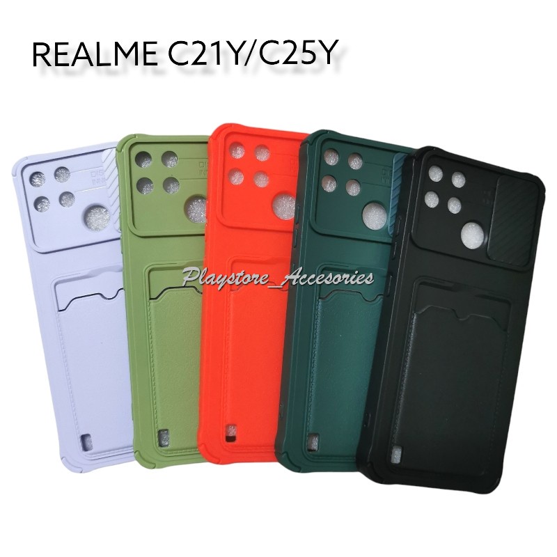 CASE REALME C21Y / C25Y SOFTCASE SLEDING WARNA WARNI SLOT CARD