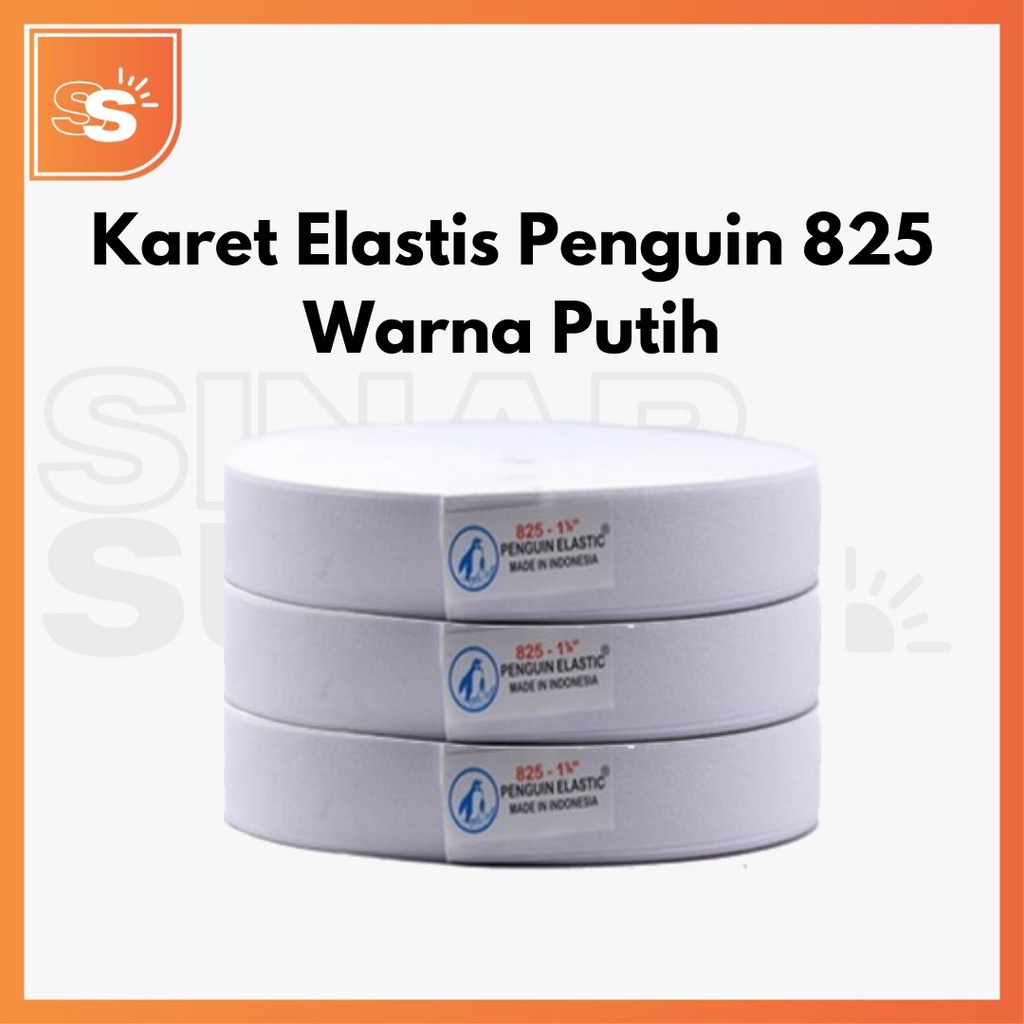 Karet Elastis Penguin 825 Ukuran 3cm Warna Putih