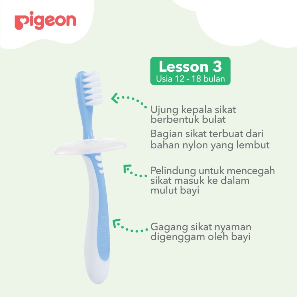 Pigeon Baby Training Toothbrush Lesson 3 Blue Sikat Gigi Bayi Tahap 3 Biru