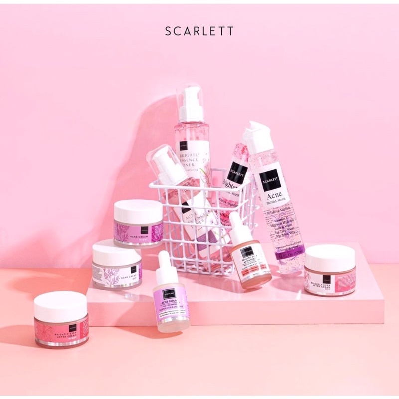 SCARLETT WHITENING ‼️ACNE BRIGHTENING CREAM SERUM TONER FACEWASH SCARLETT RETINOL NIACINIMIDE SET SK