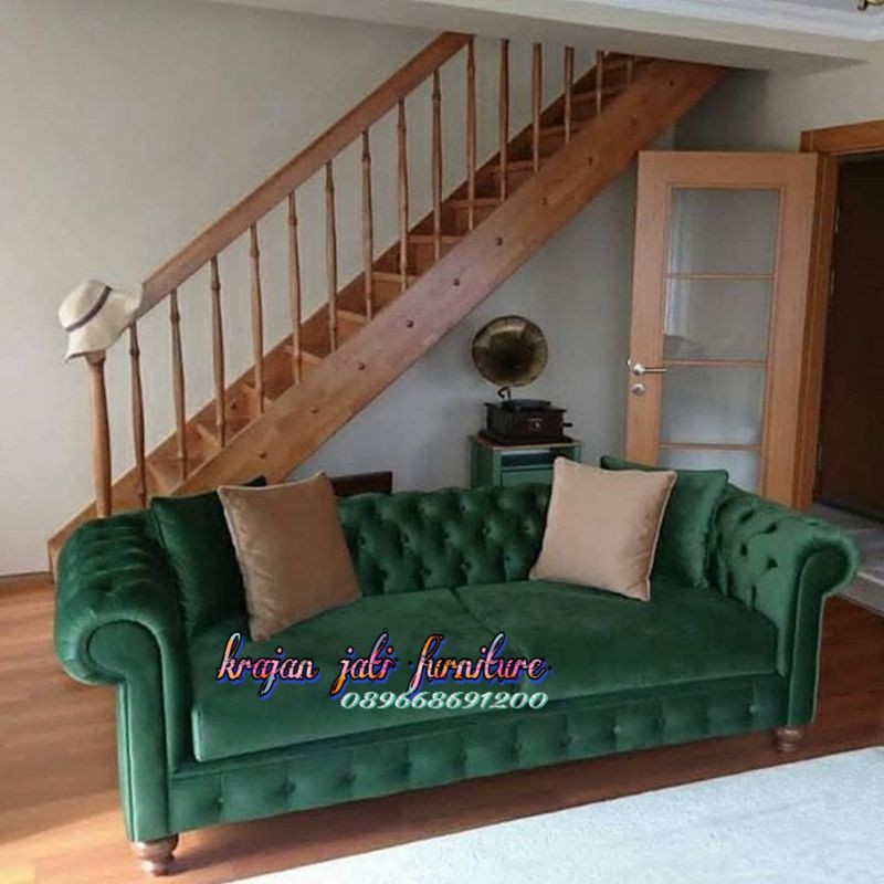 sofa Chesterfield Velvet green/sofachester/sofamewah/sofamurah