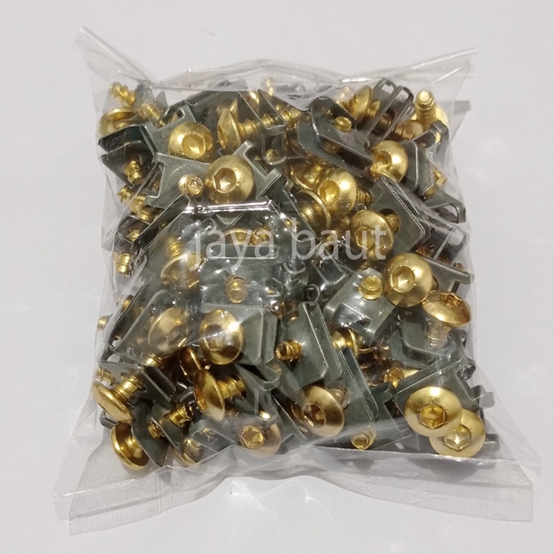 50 Baut Klip Yamaha Kunci L Warna Gold / Baut Klip Yamaha 5x16 Gold