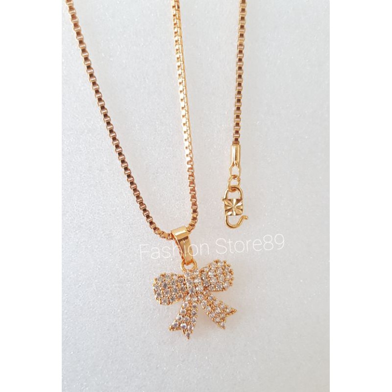 kalung Pita Xuping white Gold perhiasan lapis emas xuping impor pita fashion full permata