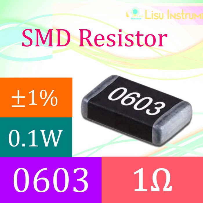1R 0603 ±1% 100mW SMD Thick Film Resistor 1R 01Y VO SCR0603F1R