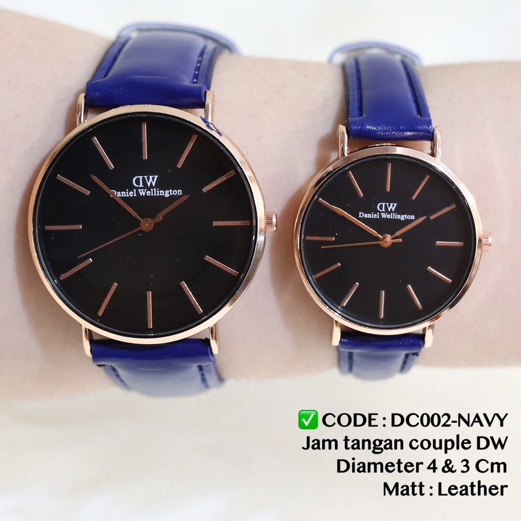 Jam tangan COUPLE HARGA SATUAN tali kulit leather termurah free baterai cadangan DC002