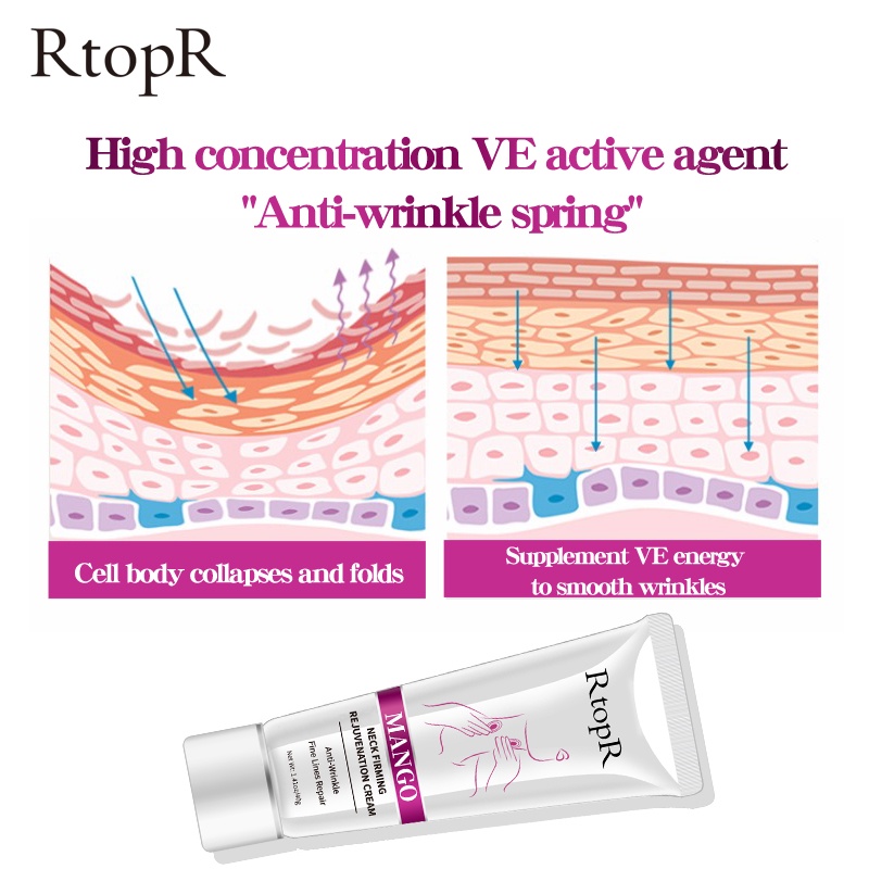 RtopR Neck Firming Rejuvenation Cream Anti-wrinkle Firming Skin Whitening Moisturizing Neck Serum Mild Peeling Beauty Neck Care