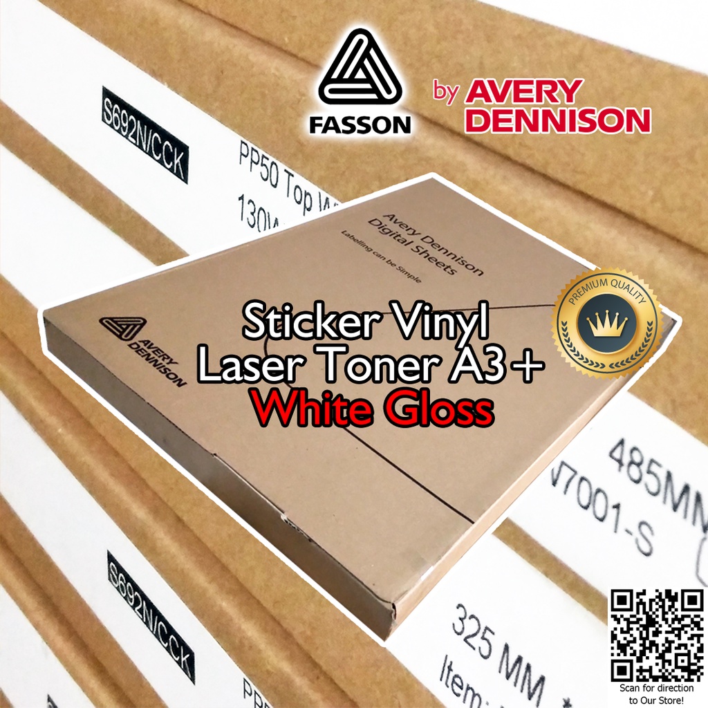 FASSON Avery USA - Sticker Vinyl Laser Digital Print A3+ Stiker anti air tidak mudah sobek - Ecer 25