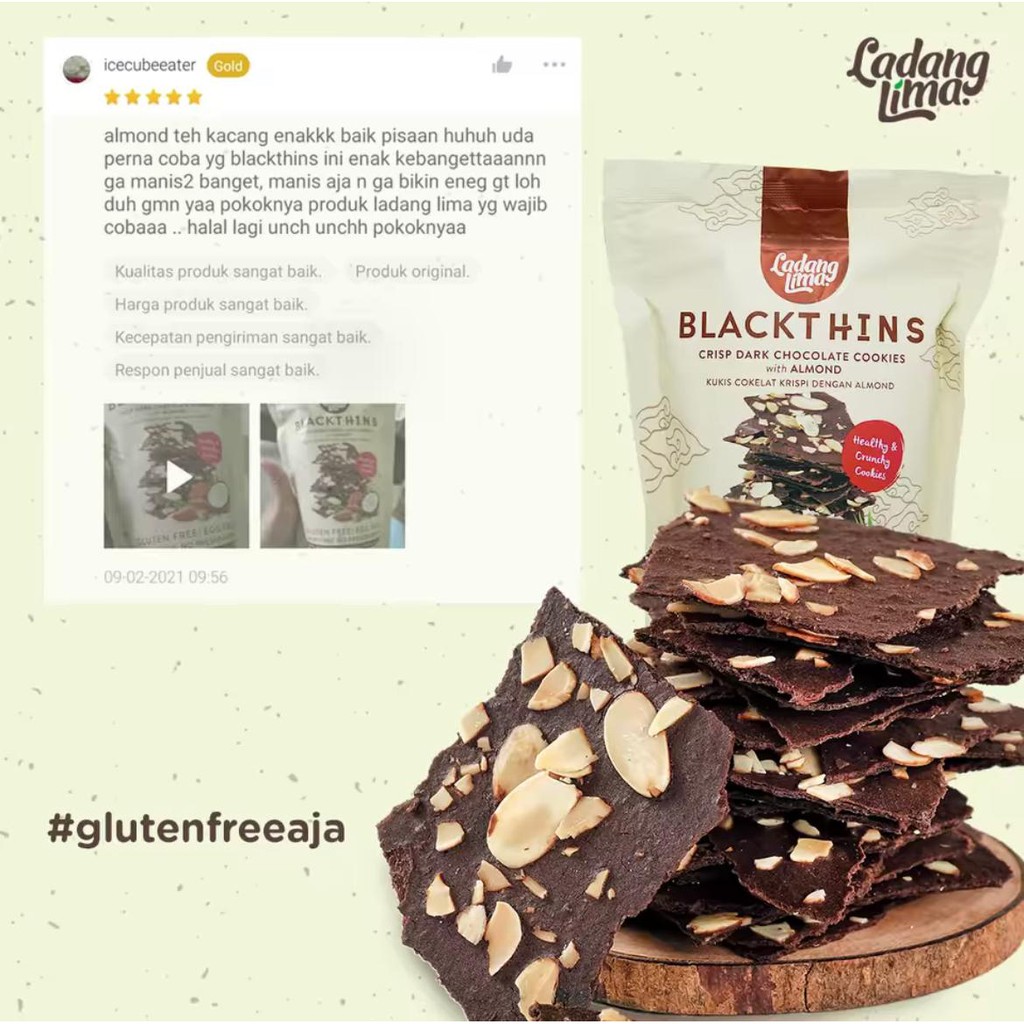 Ladang Lima Blackthins Black Thins 100gr / Kukis Sehat BANDUNG