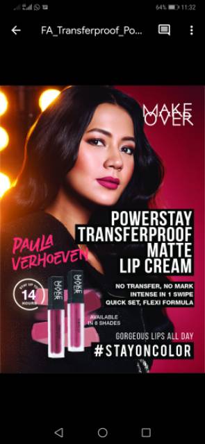 Make Over PowerStay Transferproof Matte Lip Cream