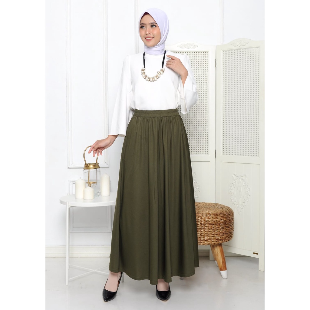 ROK PAYUNG PANJANG WANITA L/XL-XXL//ROK POLOS LEBAR