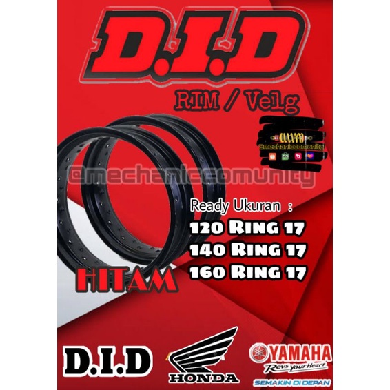 Velg Did Besi Ukuran 120 140 160 Ring 17 Hitam Black Original