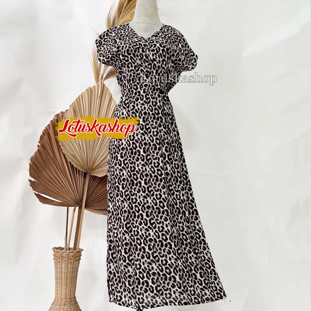 Dress Manohara Bali Panjang Molusca-Leopard White