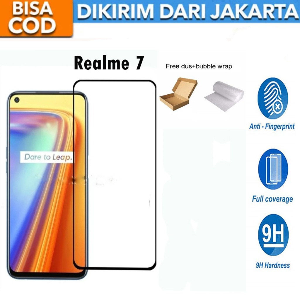 Realme 7 Full Cover/Full Screen Tempered Glass Screen Protector Anti Gores