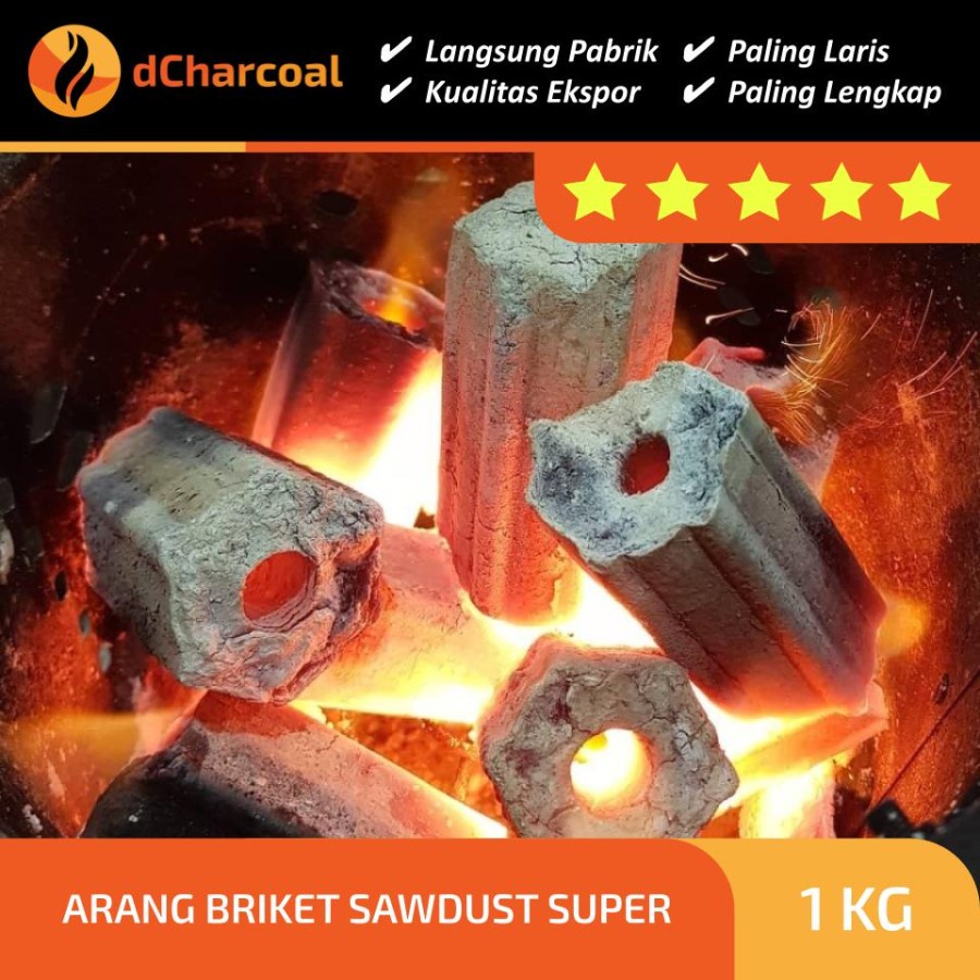 Arang Briket Sawdust Charcoal BBQ Serbuk Kayu Super Hexagonal Ekspor