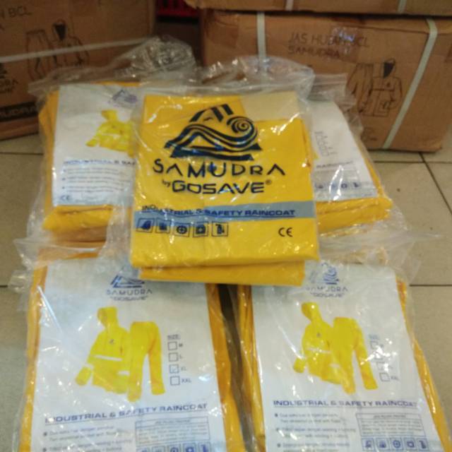 Jas Hujan Proyek Setelan Baju Celana  Bahan PVC Gosave Samudra Harga Grosir