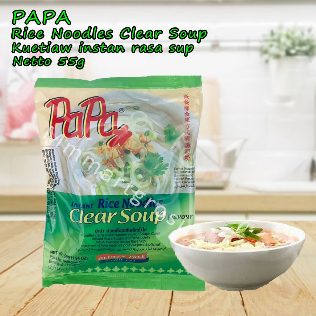 Papa / Rice Noodles Clear Soup / Kwetiau instan rasa sup / 55g