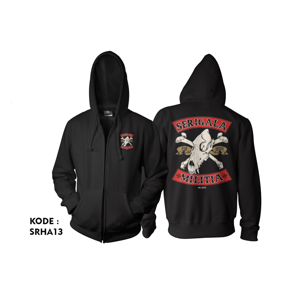 JAKET SERINGAI BAND - SERIGALA MILITIA LOGO STYLE JAKET HOODIE ZIPPER SRHA13