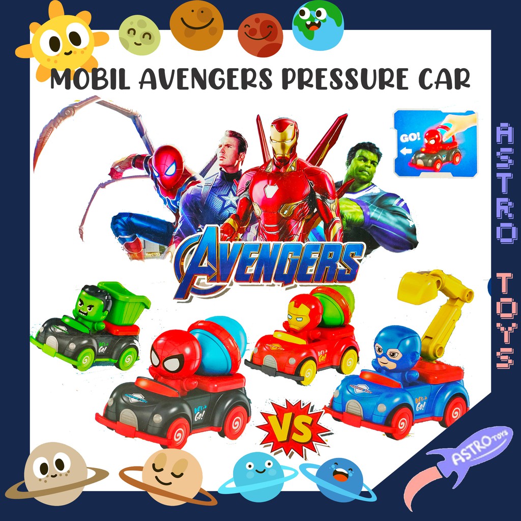 Mainan Mobil Motor Avengers Pressure Car - Spiderman Captain America Iron Man Hulk