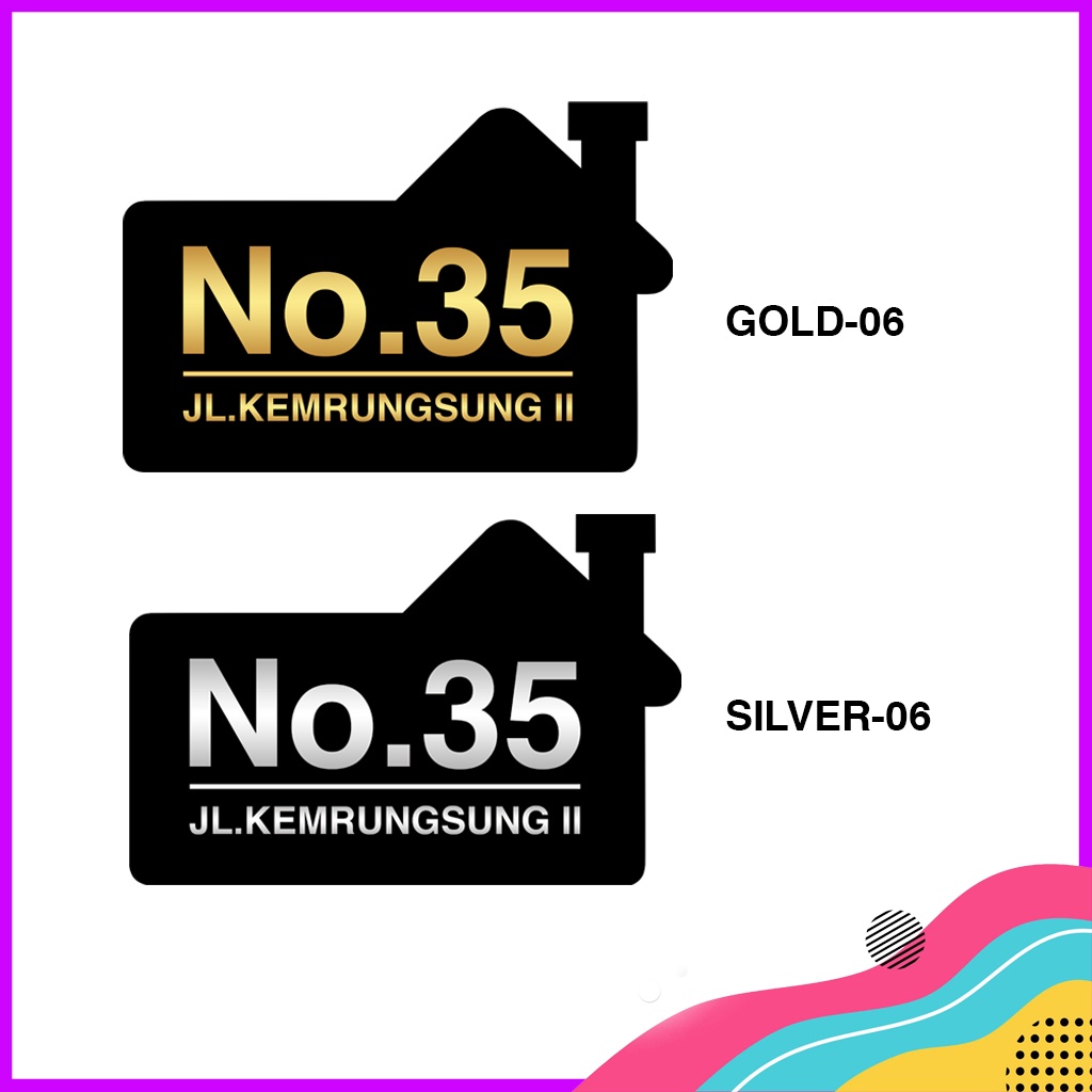 Nomor Rumah / Nomor Rumah Modern Minimalis Printing Stiker 06