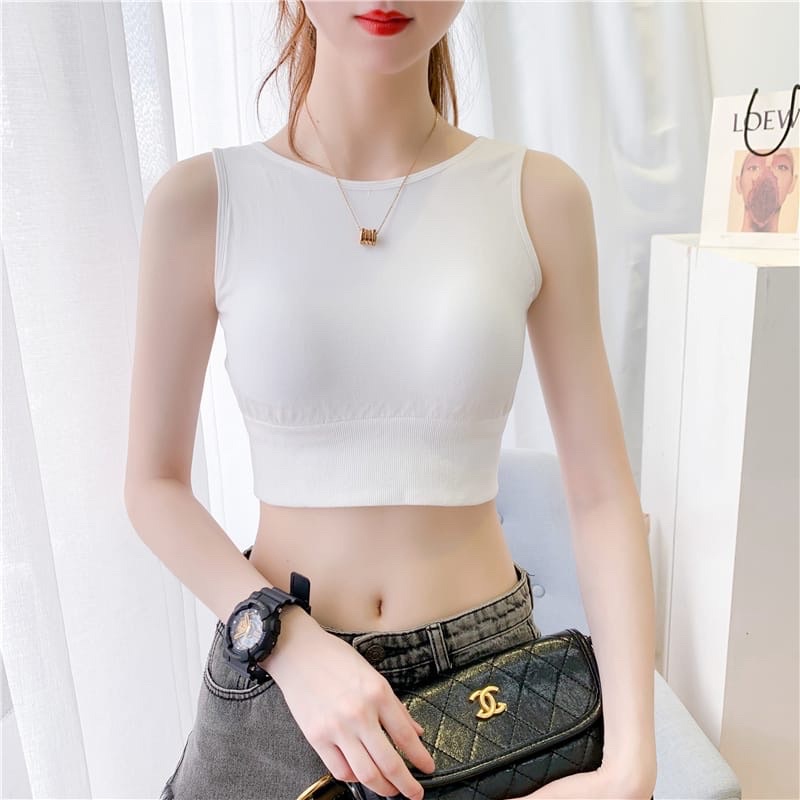 EJ - BR05 - Sling Tanktop / Crop Top / Atasan Wanita Bralette Push Up-BR-14 Putih