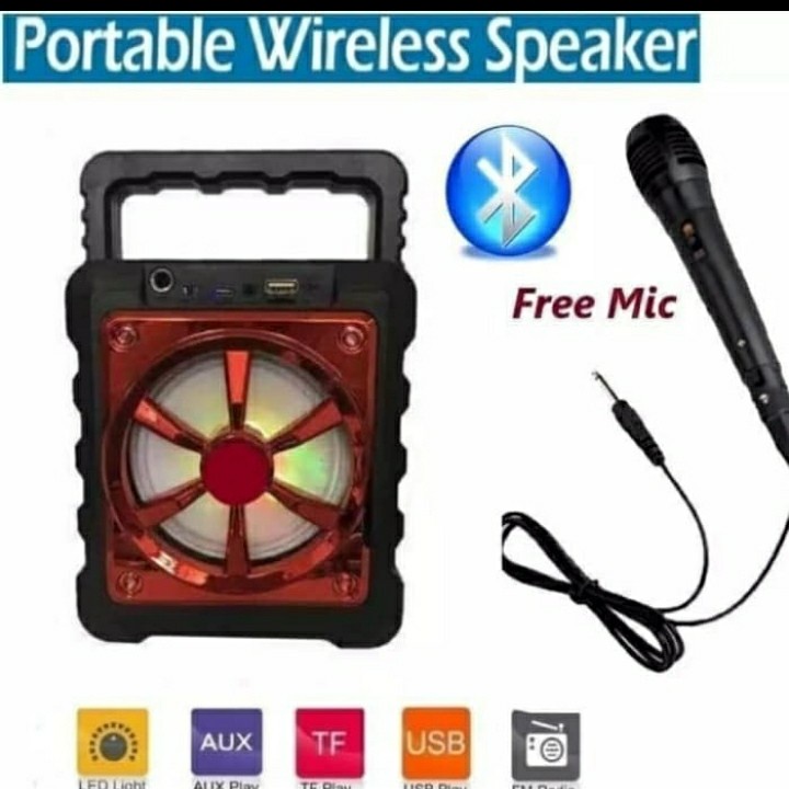 speaker bluetooth portable fleco f-1914 free mic dan suara kencang