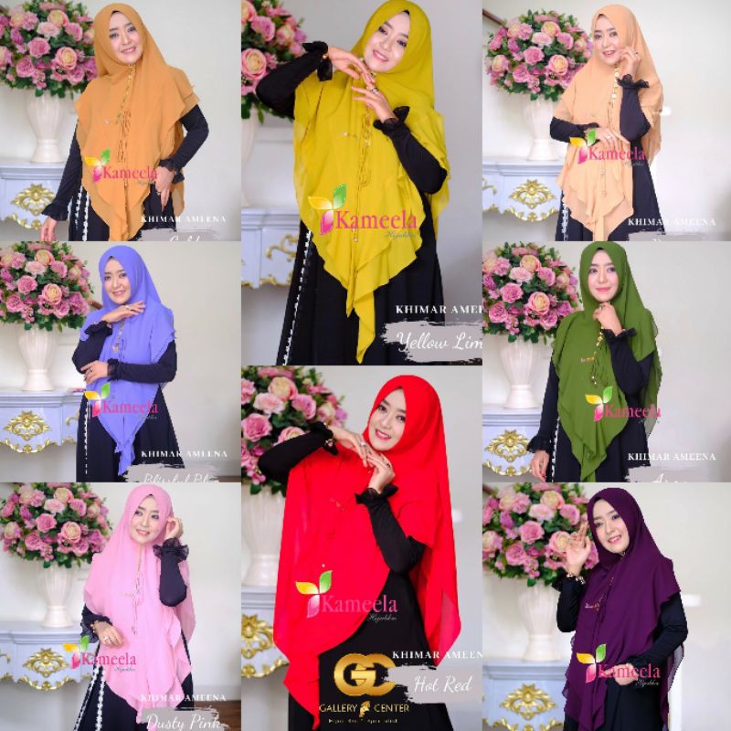 KHIMAR AMEENA By Kameela Hijabku. Khimar fenomenal terbaru best seller banget dgn aksen tali yg unik