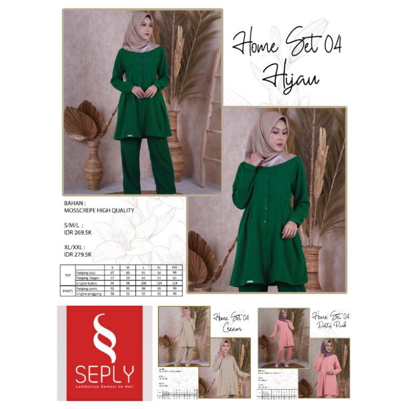 SEPLY HOME SET 04 HIJAU, CREAM, DUSTY PINK (SETELAN)