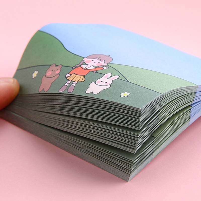 80 Sheets Korean Cartoon Cute Sticky Notes Student Memo Guestbook