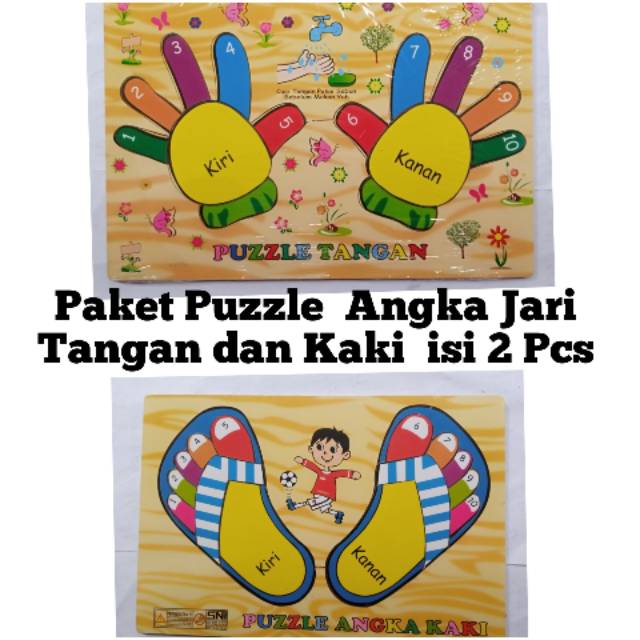 Paket Puzzle Kayu Jari Tangan dan Kaki - Mainan Edukasi Kayu Angka Jari Tangan Kaki Murah ber SNI