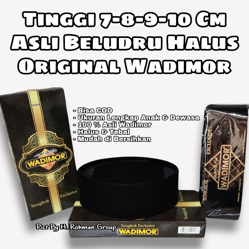 Peci Dewasa Kupiah Songkok Wadimor Original Hitam Polos Ac Beludru Halus Kopyah Pria Dewasa