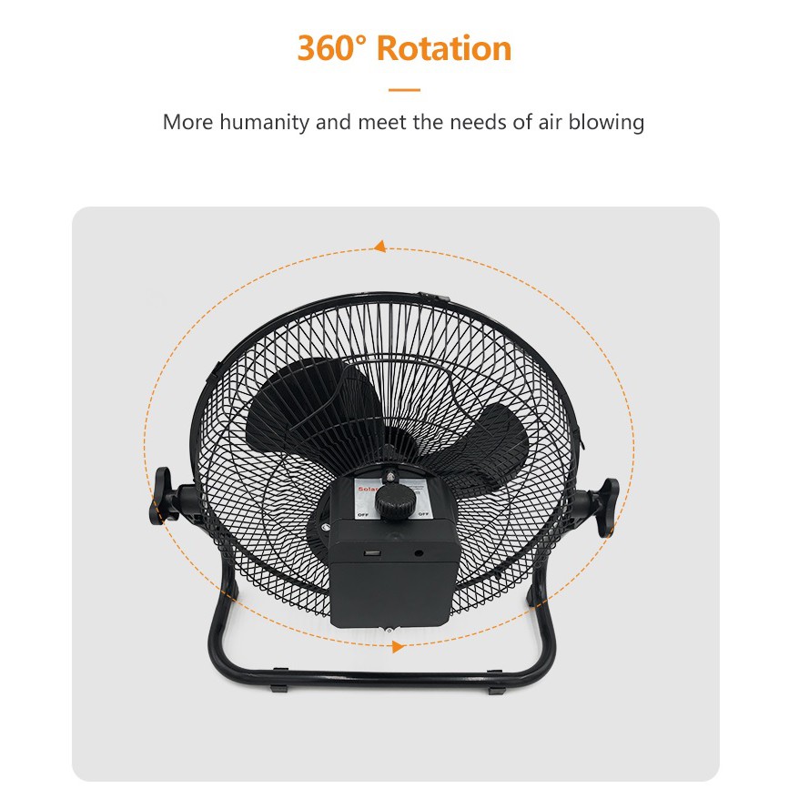 AKN88 - HXT-118 - Solar Charging Electric Fan 15W - Kipas Angin Tenaga Surya