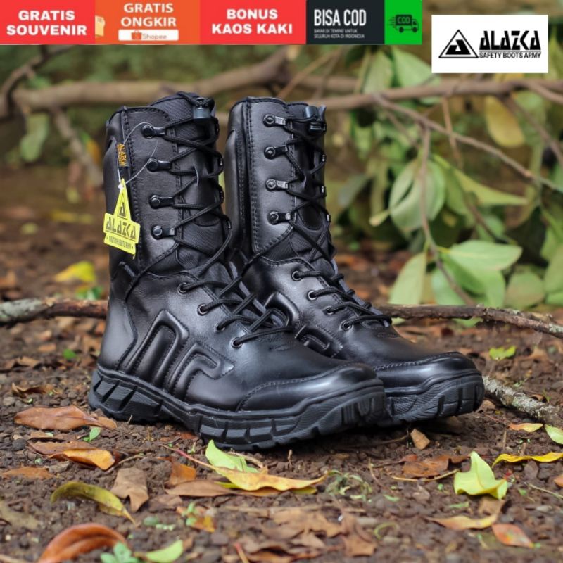 SEPATU PDL MODEL TERBARU BAHAN KULIT SAPI ASLI MERK ALAZKA SEPATU PDL DINAS LAPANGAN TNI POLRI SECURITY SATPAM SEPATU BOOTS PRIA DAN WANITA