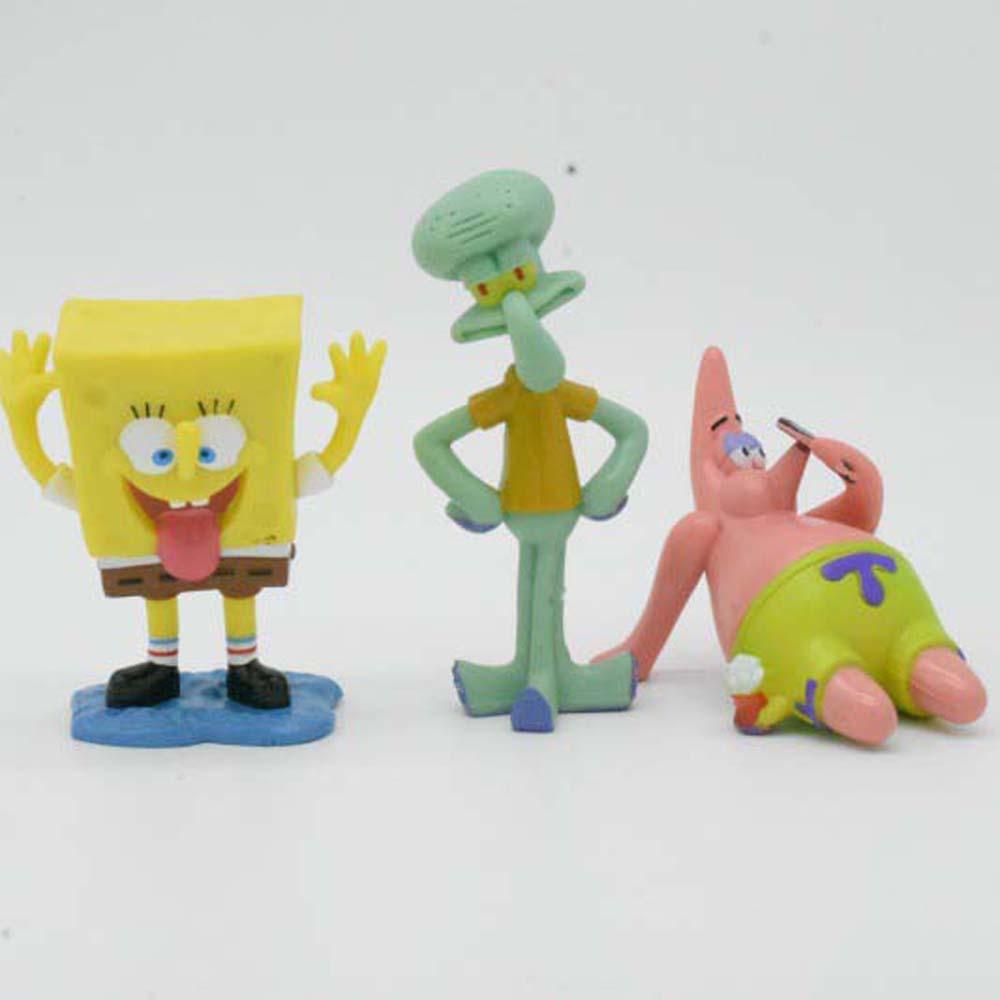 AUGUSTINA STAR COLLECTION Action Figurine Patung Lucu Kartun Patrick Star Model Koleksi Dekorasi Desktop Bos Kepiting Spons Squidward SpongeBob