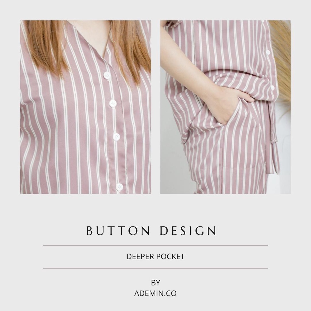 Larissa Set Button Pajamas | Setelan Piyama Celana 7/8