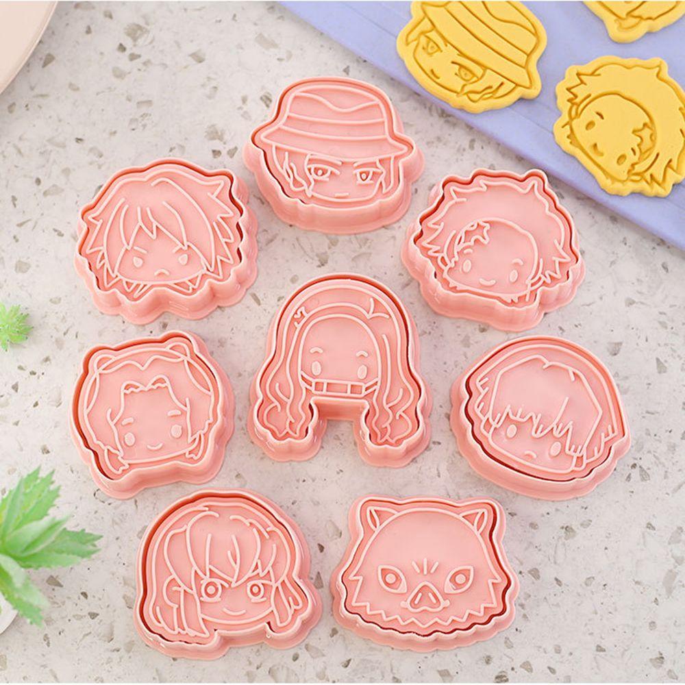 Suyo 8Pcs Cetakan Adonan Kue Cookie Desain Anime Bahan Plastik