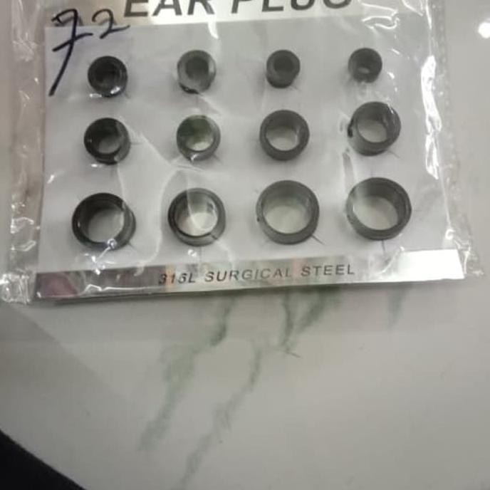 Anting Piercing silver sama hitam Ear Plug